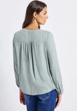 Street One Blusen*Split Neck Melange Tunika nile blue mel.