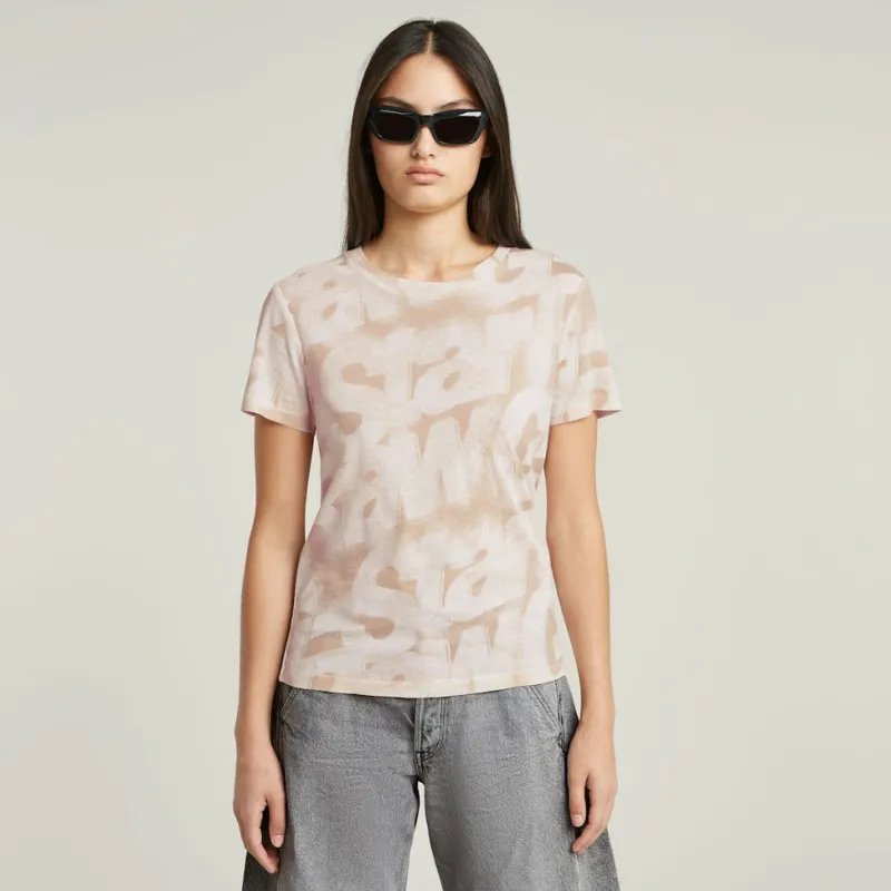G-star Raw Shirts*Sprayed letters r t wmn liquid pink sprayed letters