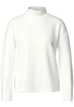 Street One Pullover & Sweatshirts*Stehkragenshirt mit Struktur off white
