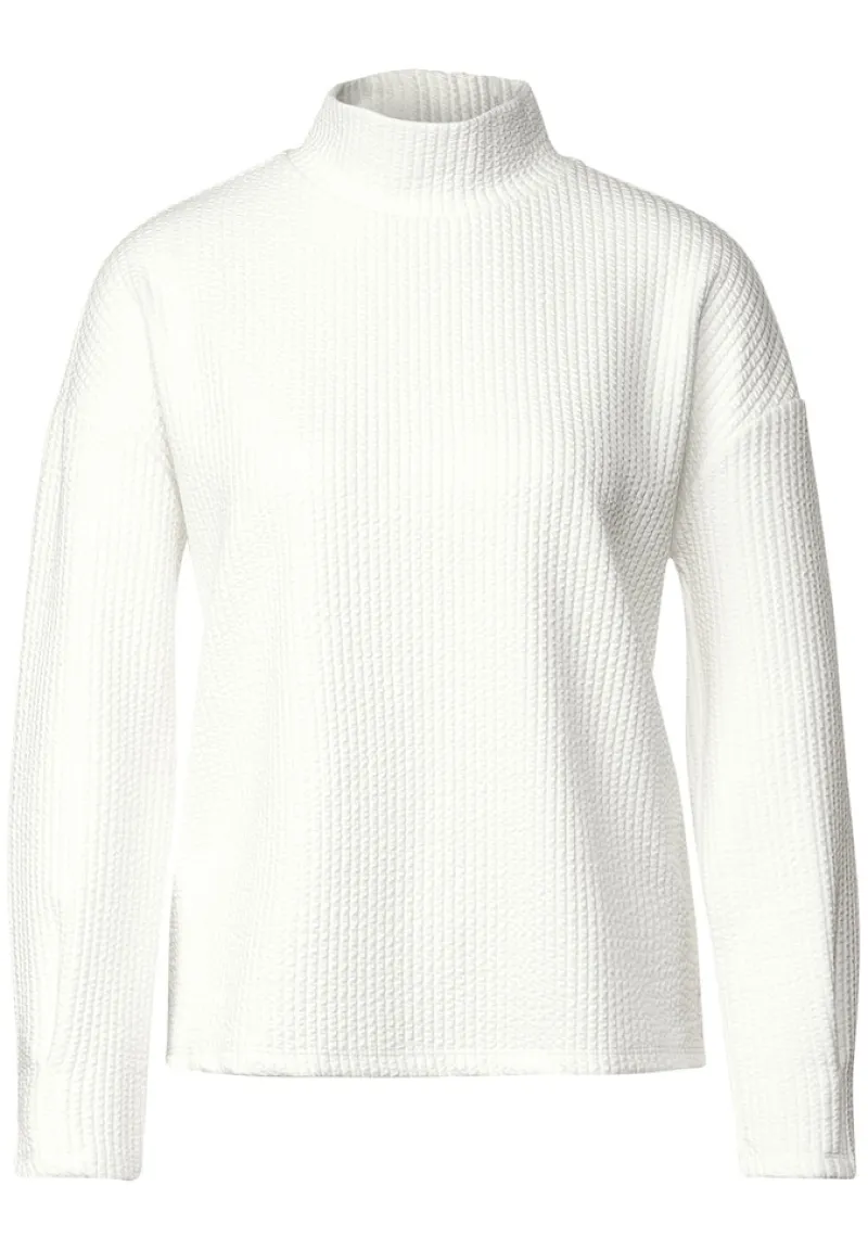 Street One Pullover & Sweatshirts*Stehkragenshirt mit Struktur off white