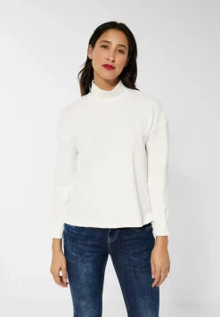 Street One Pullover & Sweatshirts*Stehkragenshirt mit Struktur off white