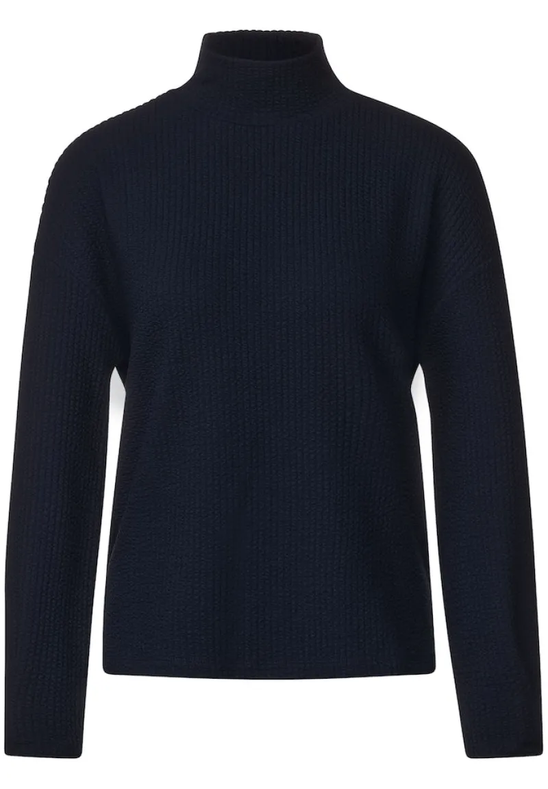 Street One Pullover & Sweatshirts*Stehkragenshirt mit Struktur deep blue