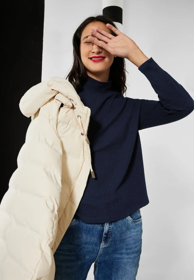 Street One Pullover & Sweatshirts*Stehkragenshirt mit Struktur deep blue
