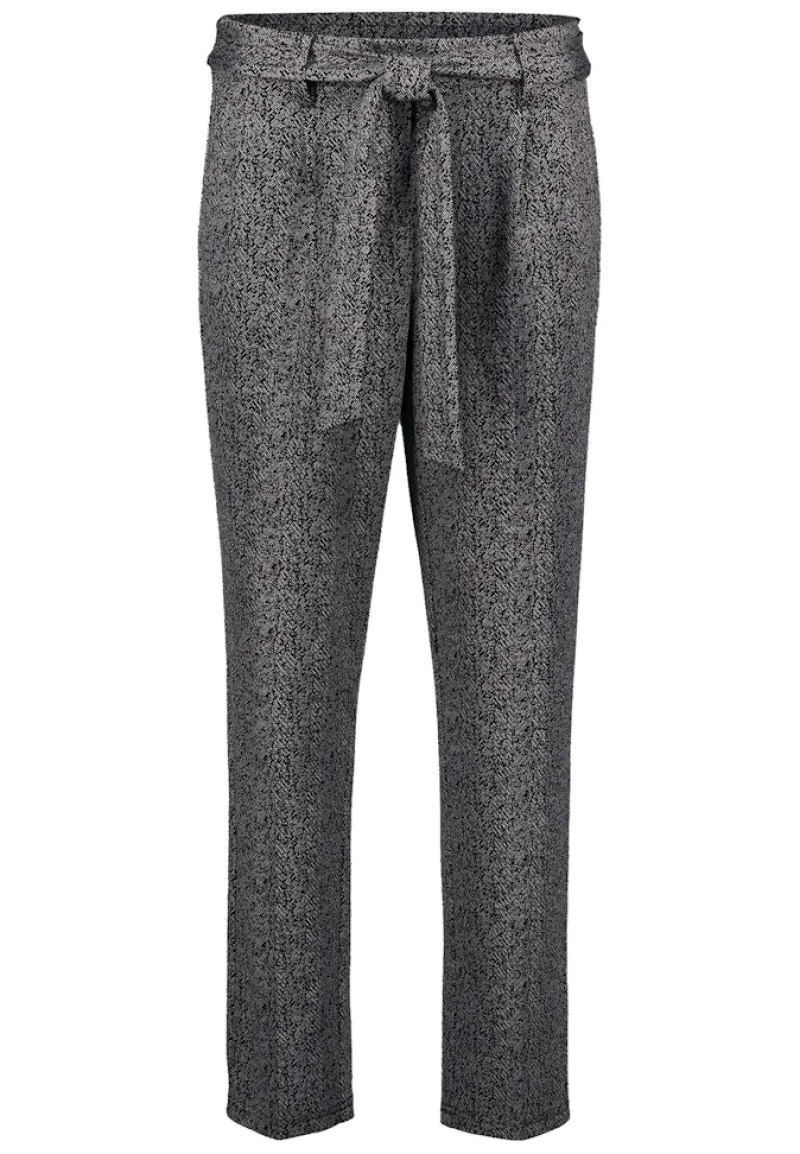 Zero Hosen*Stoffhose Herringbone mit Bindegürtel 28 Inch blackcream