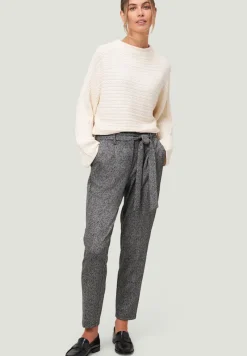 Zero Hosen*Stoffhose Herringbone mit Bindegürtel 28 Inch blackcream