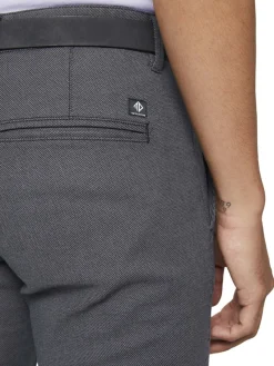 Tom Tailor Denim Hosen*Straight Fit Chino Hose mit Gürtel anthra dobby yarn dye