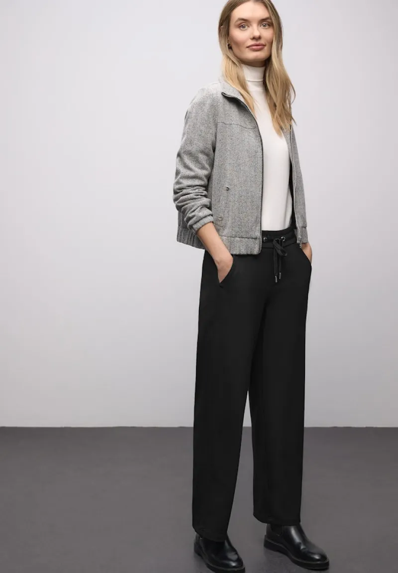 Street One Hosen*Straight Leg Hose mit Tape Black