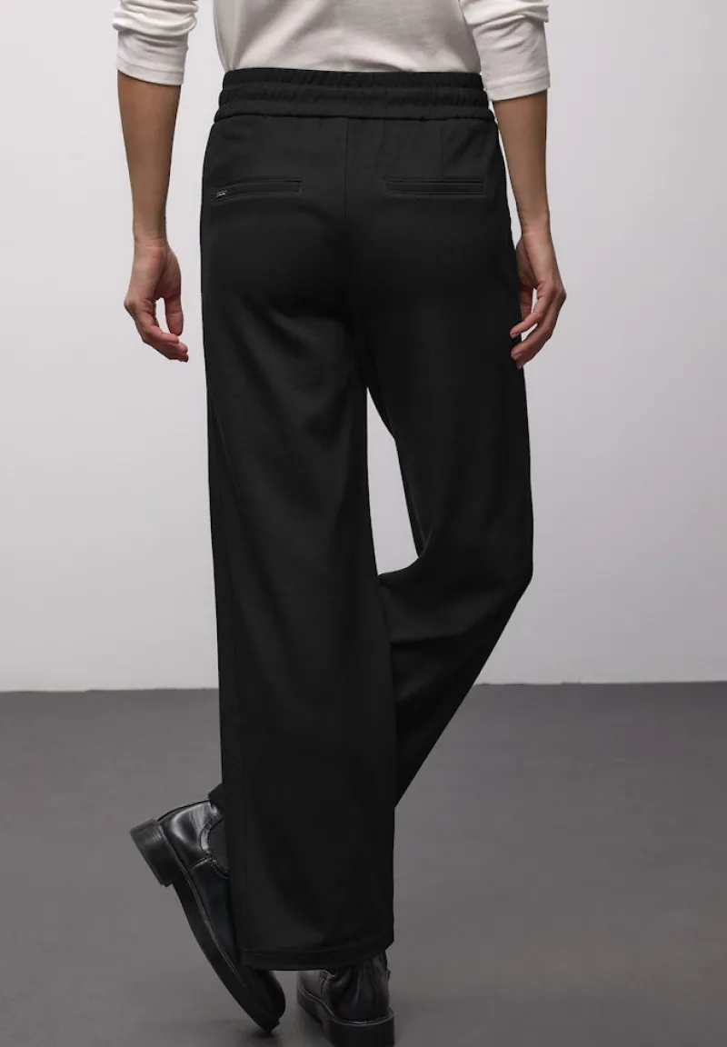 Street One Hosen*Straight Leg Hose mit Tape Black