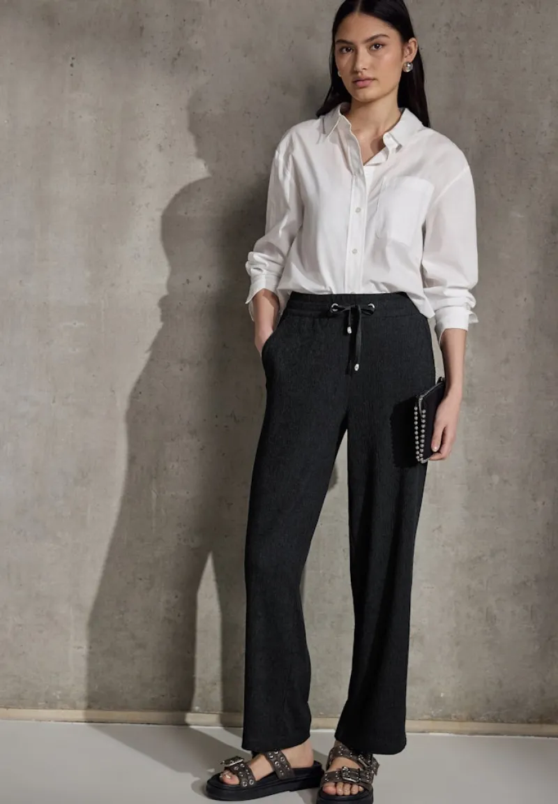 STREET ONE STUDIO Hosen*Straight Leg Strukturhose Black