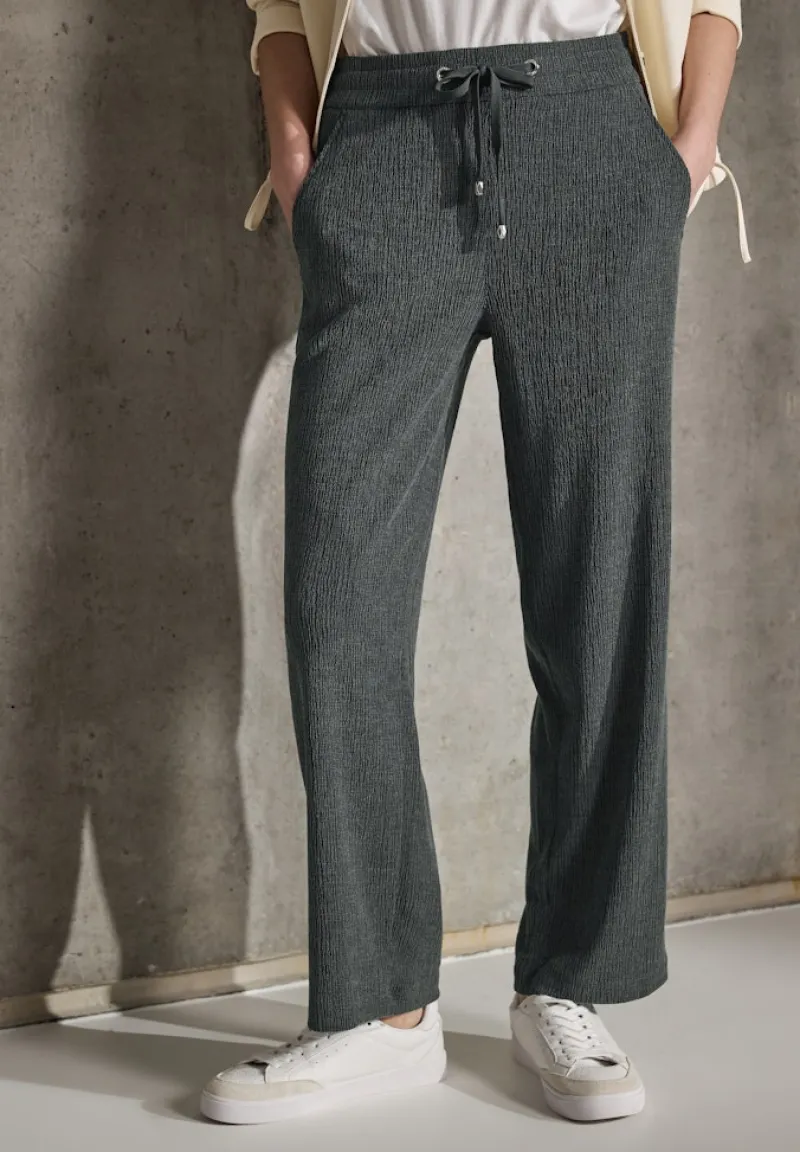 STREET ONE STUDIO Hosen*Straight Leg Strukturhose desert pine green