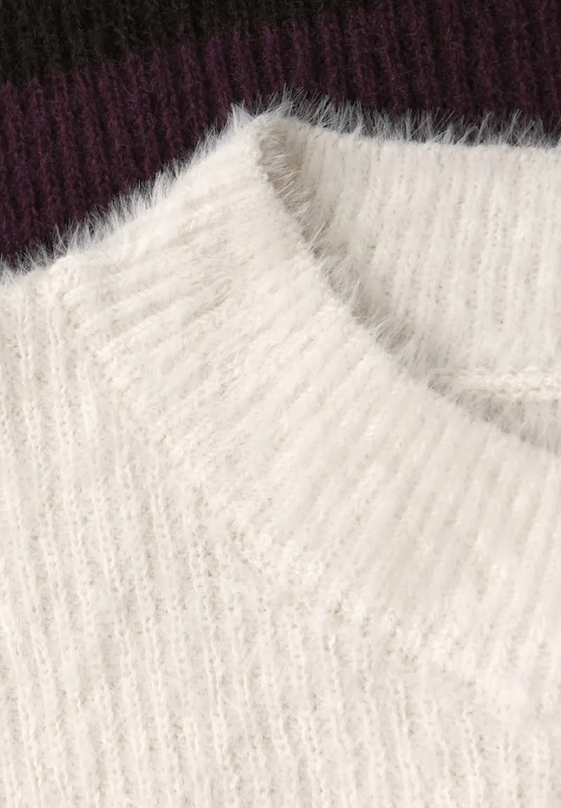 STREET ONE STUDIO Pullover & Sweatshirts*Streifen Federgarnpullover soft beige