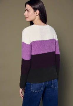 STREET ONE STUDIO Pullover & Sweatshirts*Streifen Federgarnpullover soft beige