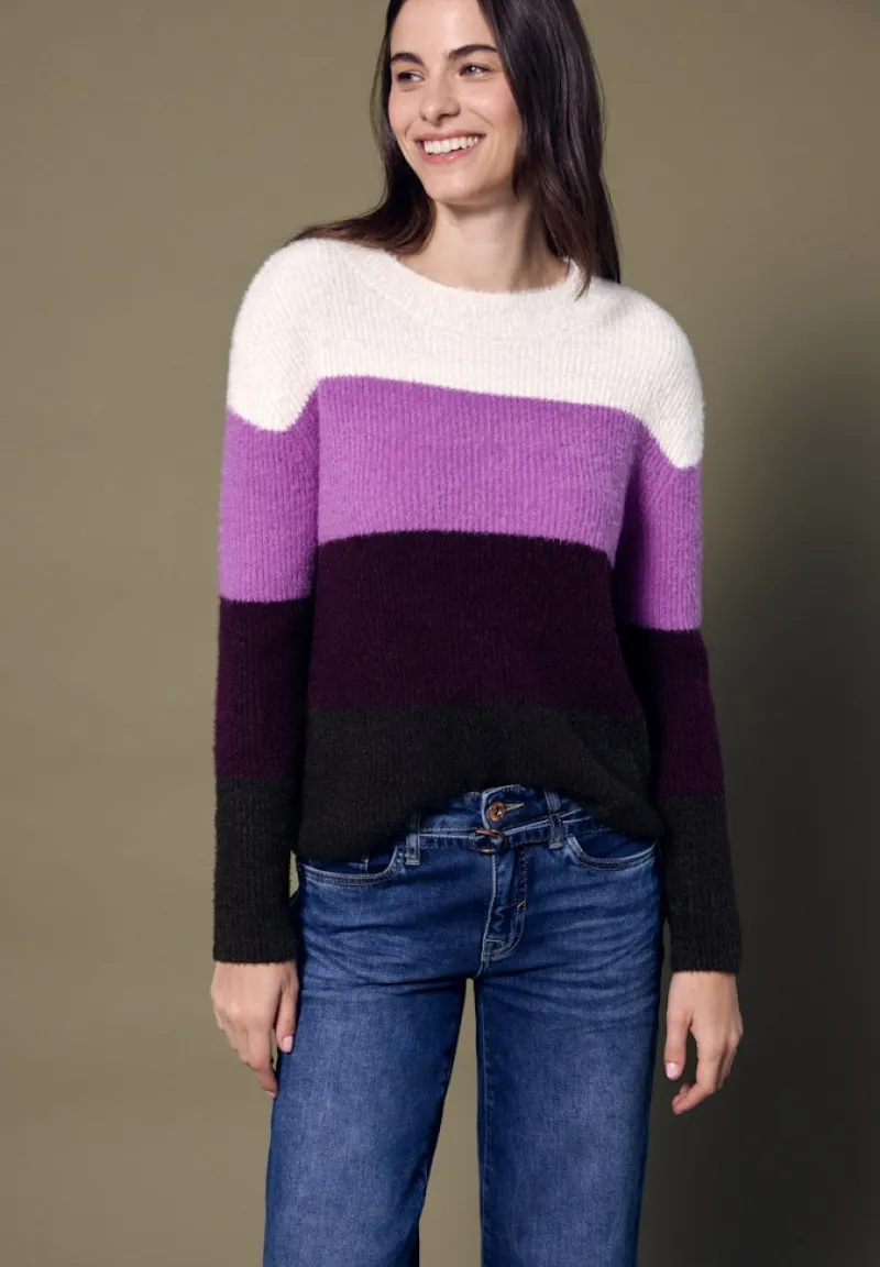 STREET ONE STUDIO Pullover & Sweatshirts*Streifen Federgarnpullover soft beige