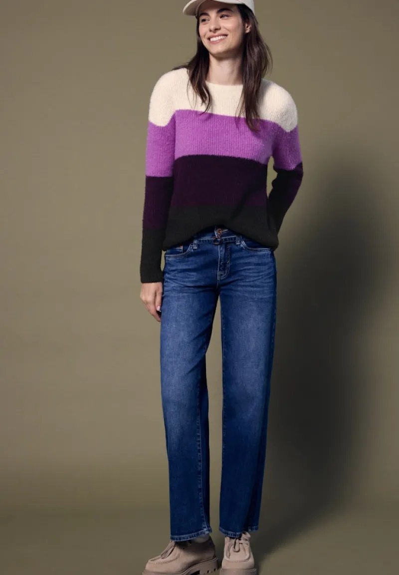 STREET ONE STUDIO Pullover & Sweatshirts*Streifen Federgarnpullover soft beige