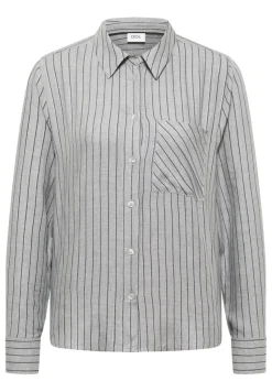 Cecil Blusen*Streifen Flanell-Hemdbluse luna grey melange