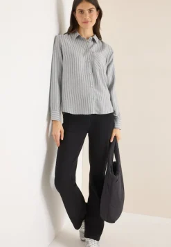 Cecil Blusen*Streifen Flanell-Hemdbluse luna grey melange