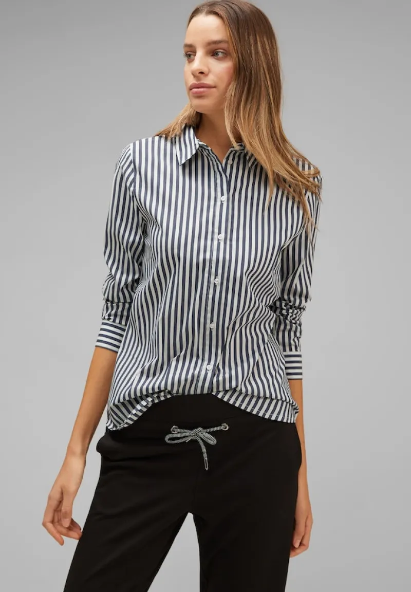 Street One Blusen*Streifen Hemdbluse deep blue