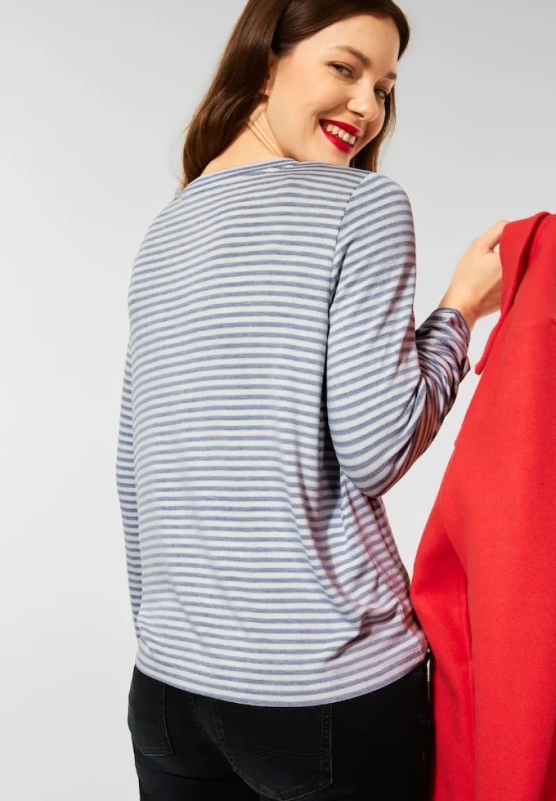 Street One Shirts*Streifen Shirt mit Wording dark vintage blue