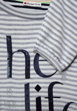 Street One Shirts*Streifen Shirt mit Wording dark vintage blue