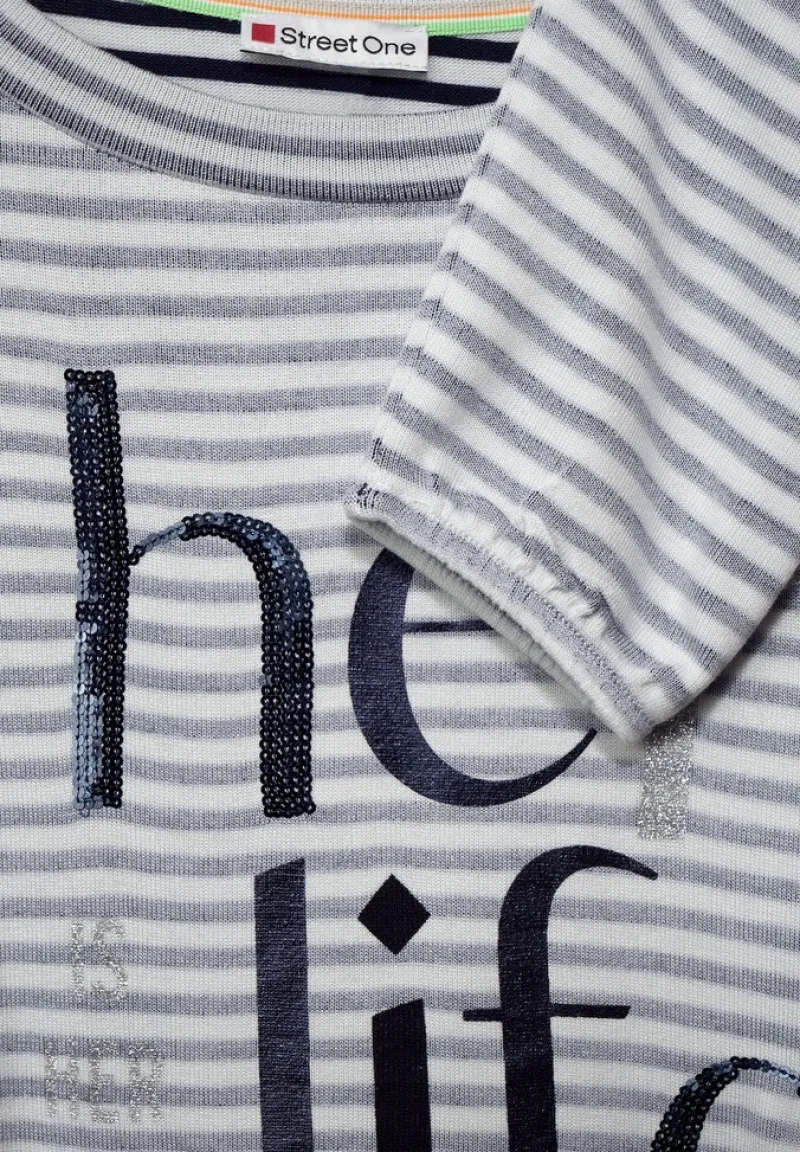 Street One Shirts*Streifen Shirt mit Wording dark vintage blue