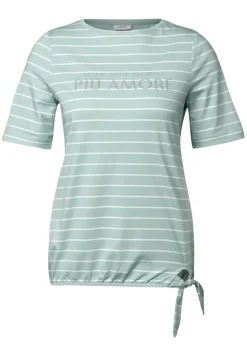 Cecil Shirts*Streifenshirt mit Wording cool salvia green