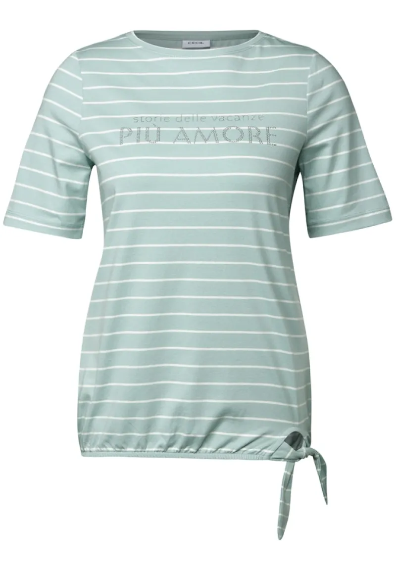 Cecil Shirts*Streifenshirt mit Wording cool salvia green