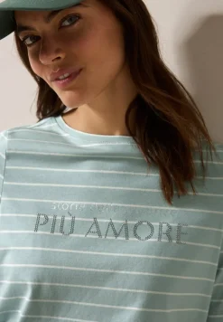 Cecil Shirts*Streifenshirt mit Wording cool salvia green