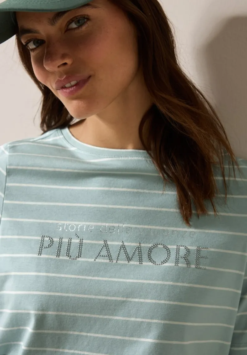 Cecil Shirts*Streifenshirt mit Wording cool salvia green