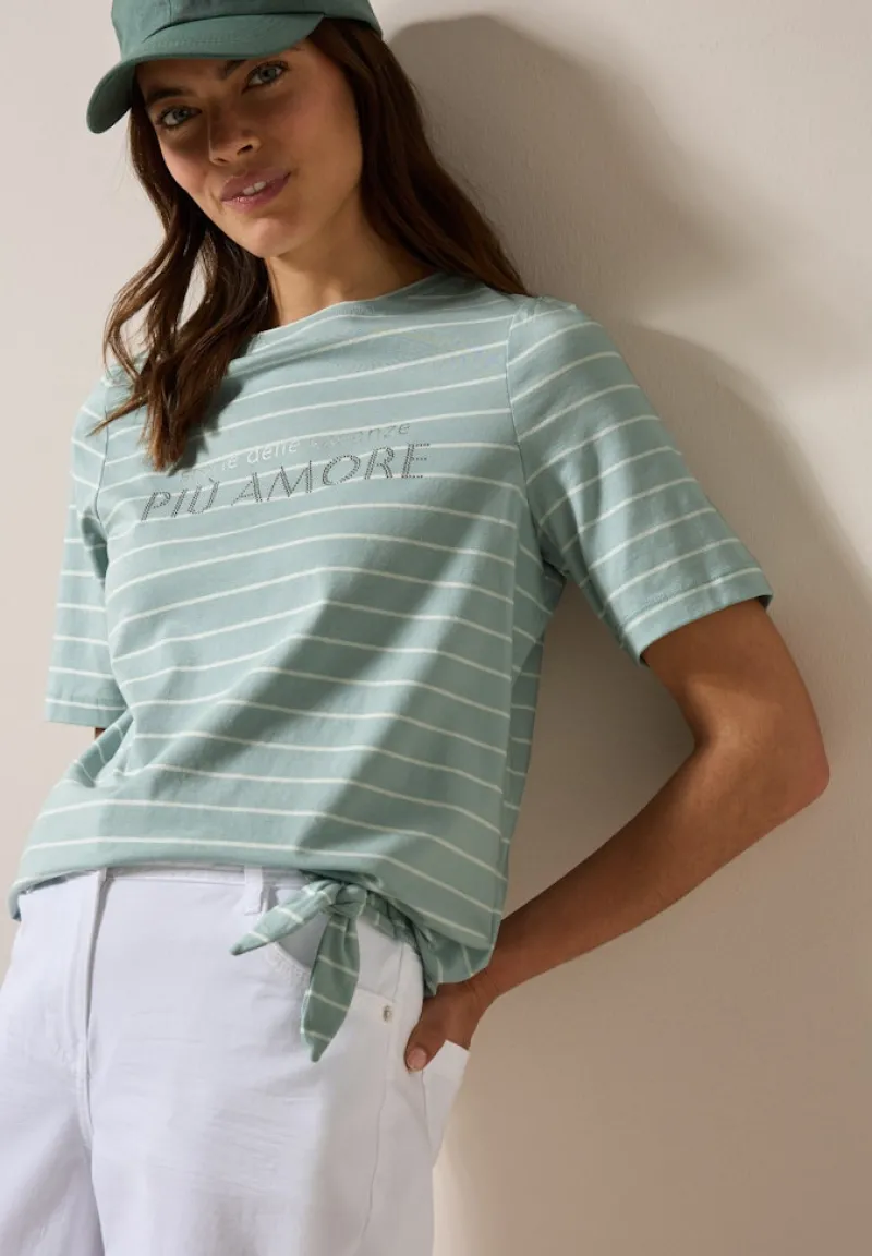 Cecil Shirts*Streifenshirt mit Wording cool salvia green