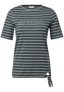 Cecil Shirts*Streifenshirt mit Wording slate khaki