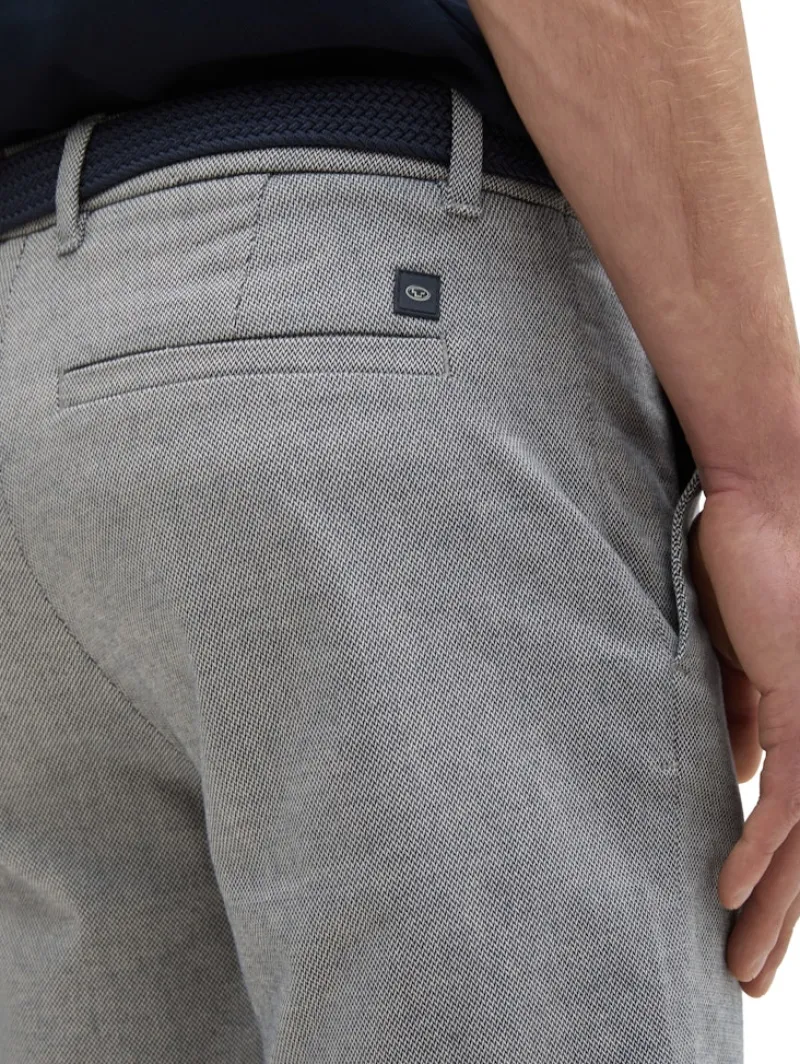 Tom Tailor Shorts|Big Boys*Stretch Slim Chino Shorts mit Gürtel white navy zig zag structure