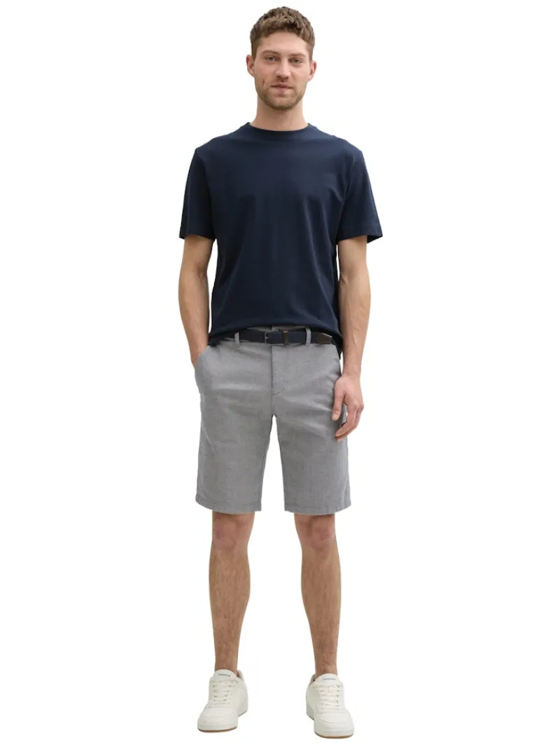 Tom Tailor Shorts|Big Boys*Stretch Slim Chino Shorts mit Gürtel white navy zig zag structure