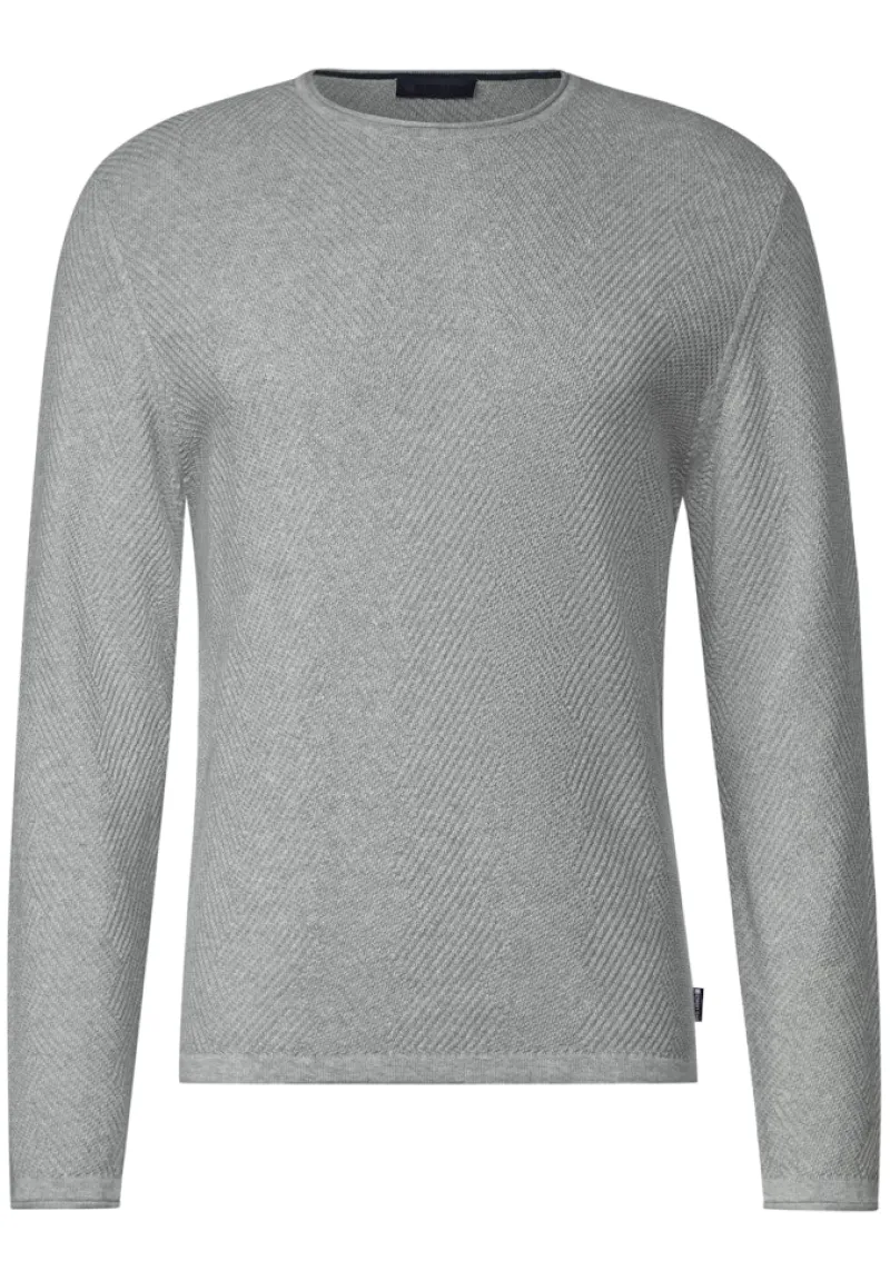Street One Men Pullover & Sweatshirts|Big Boys*Strick Struktur Pullover cloud grey melange