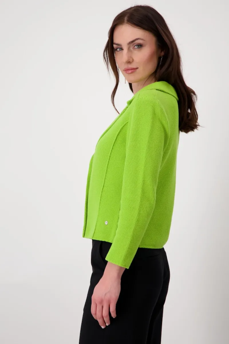 Monari Jacken*Strickblazer mit Reverskragen matcha