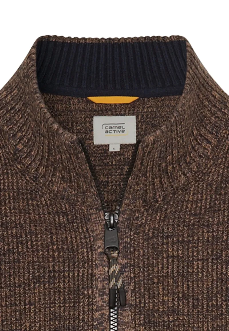 Camel Active Pullover & Sweatshirts*Strickjacke aus einem soften Baumwollmix dark brown