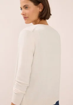 Cecil Pullover & Sweatshirts*Strickjacke mit Knopfleiste oat milk beige melange