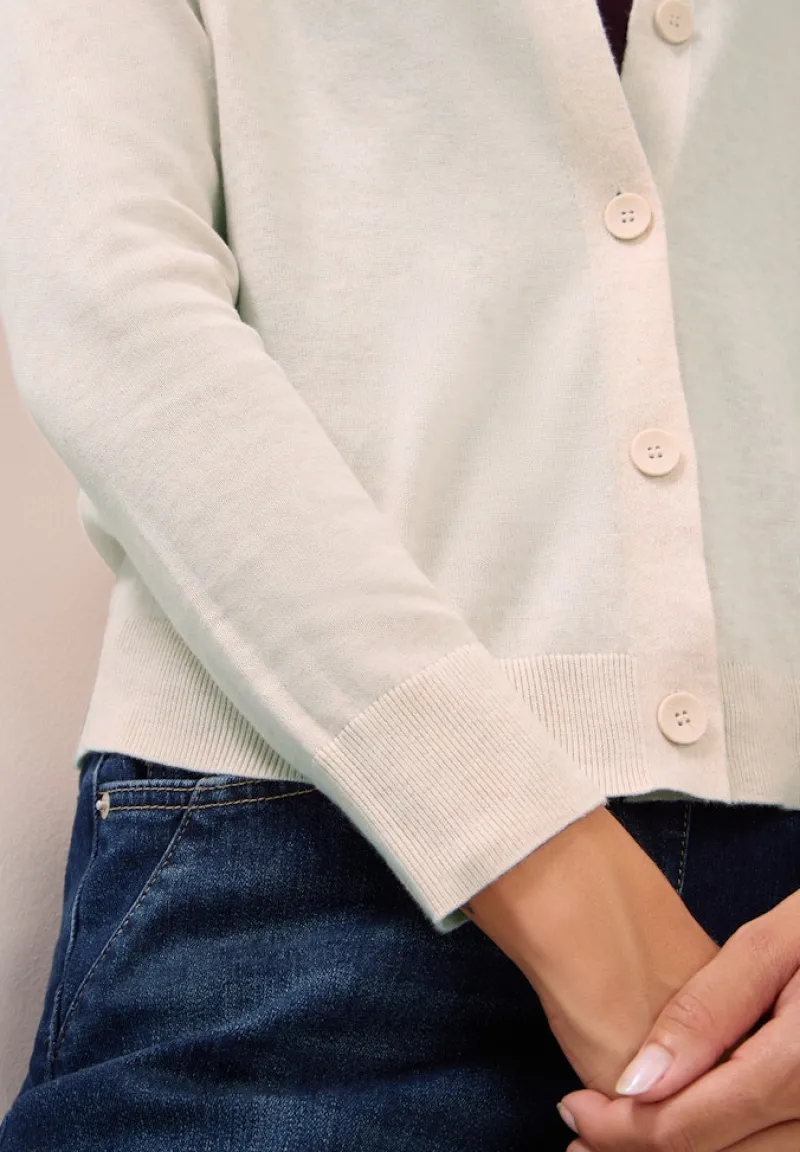 Cecil Pullover & Sweatshirts*Strickjacke mit Knopfleiste oat milk beige melange