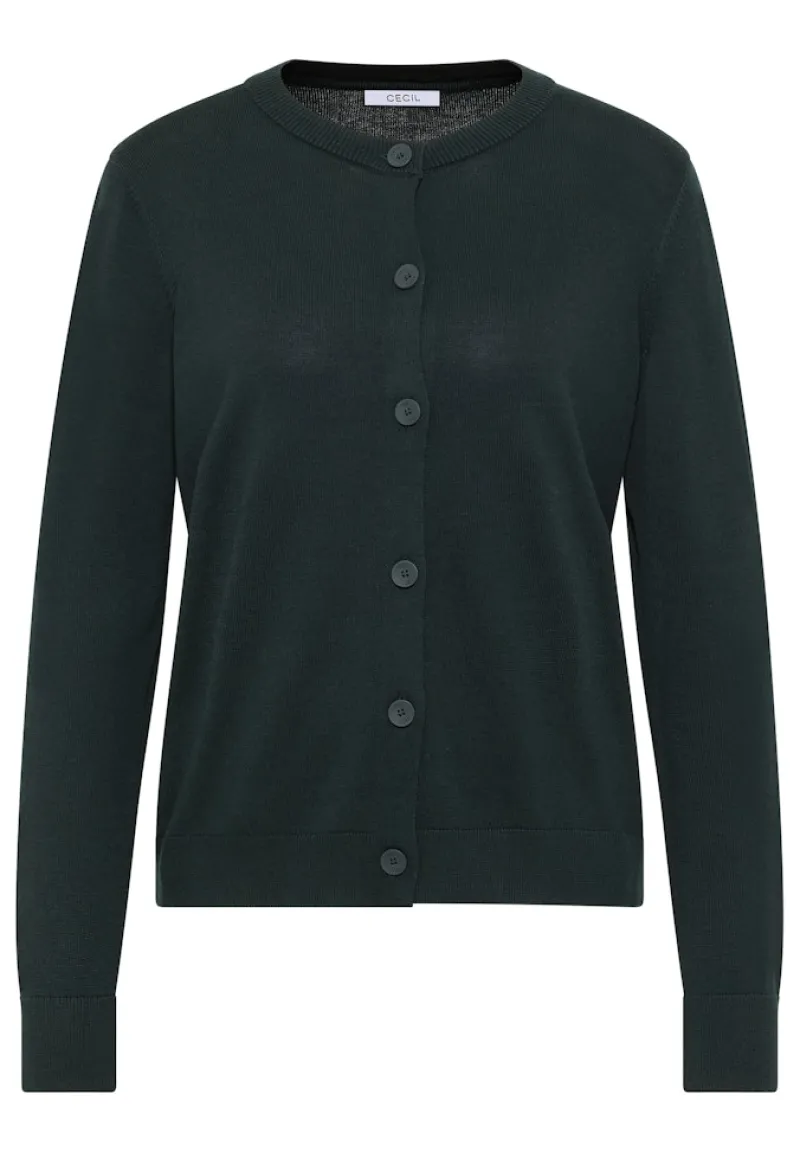 Cecil Pullover & Sweatshirts*Strickjacke mit Knopfleiste ink green