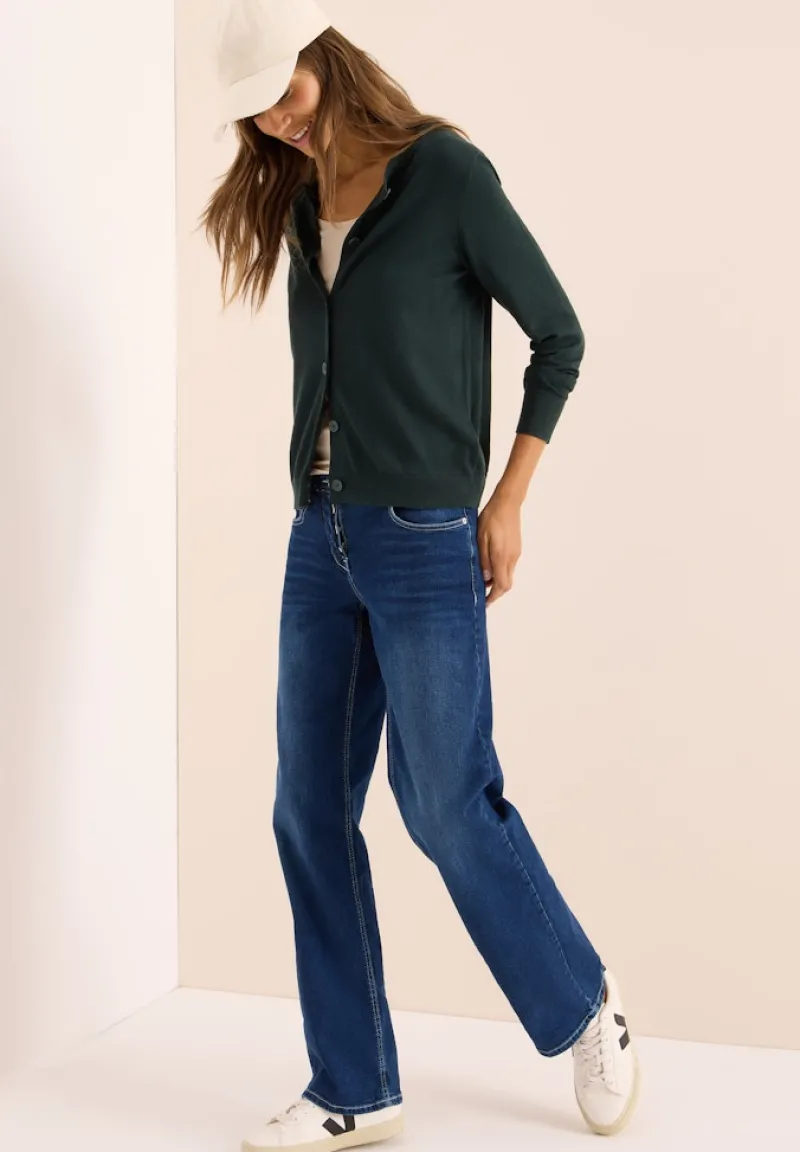 Cecil Pullover & Sweatshirts*Strickjacke mit Knopfleiste ink green