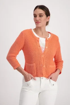 Monari Pullover & Sweatshirts*Strickjacke mit Tasche apricot