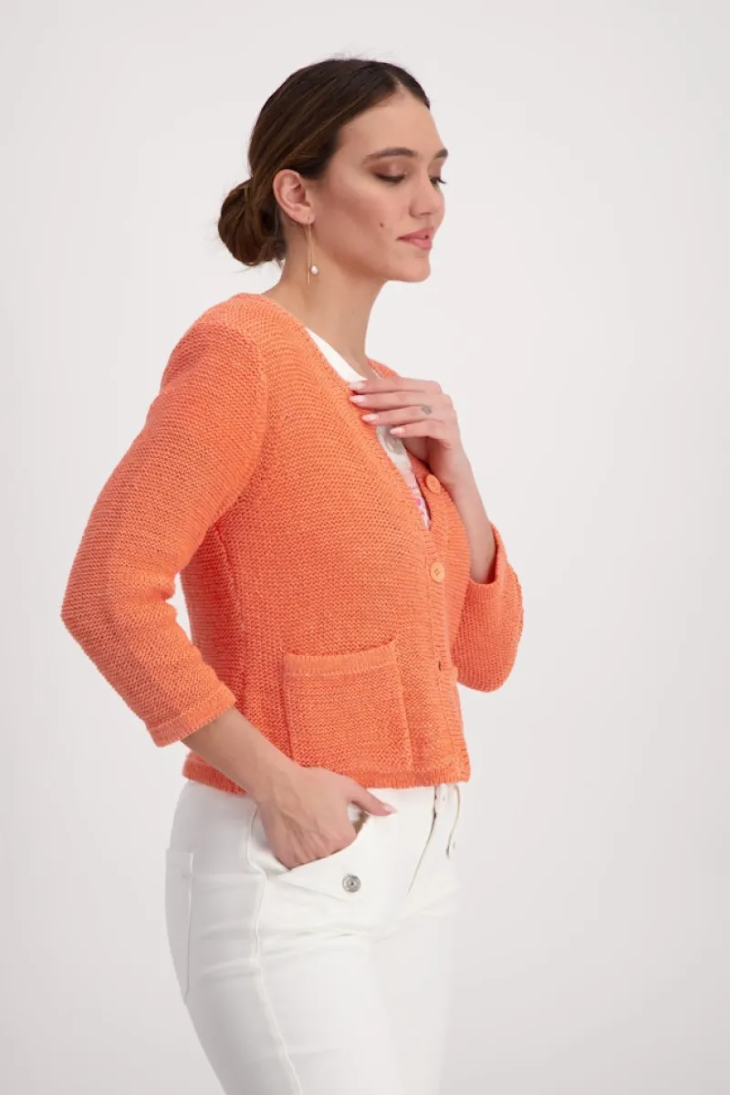 Monari Pullover & Sweatshirts*Strickjacke mit Tasche apricot