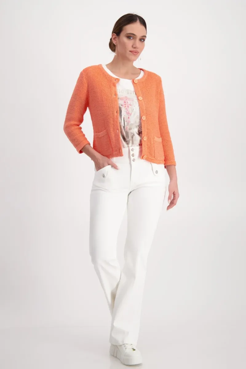 Monari Pullover & Sweatshirts*Strickjacke mit Tasche apricot