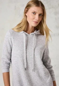 Cecil Kleider*Strickkleid mit Kapuze platinum grey mel.