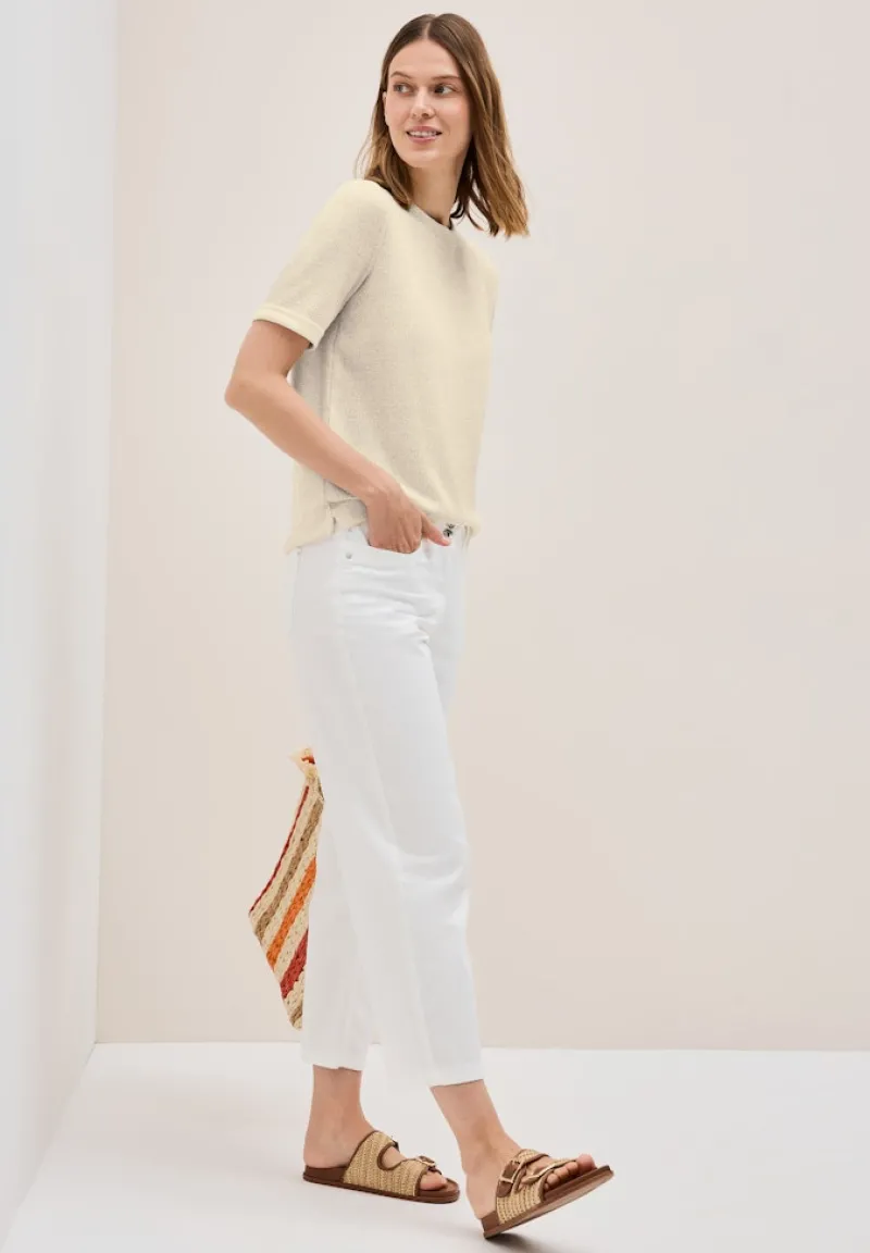 Cecil Shirts*Strick-Look Glitzer T-Shirt light beige
