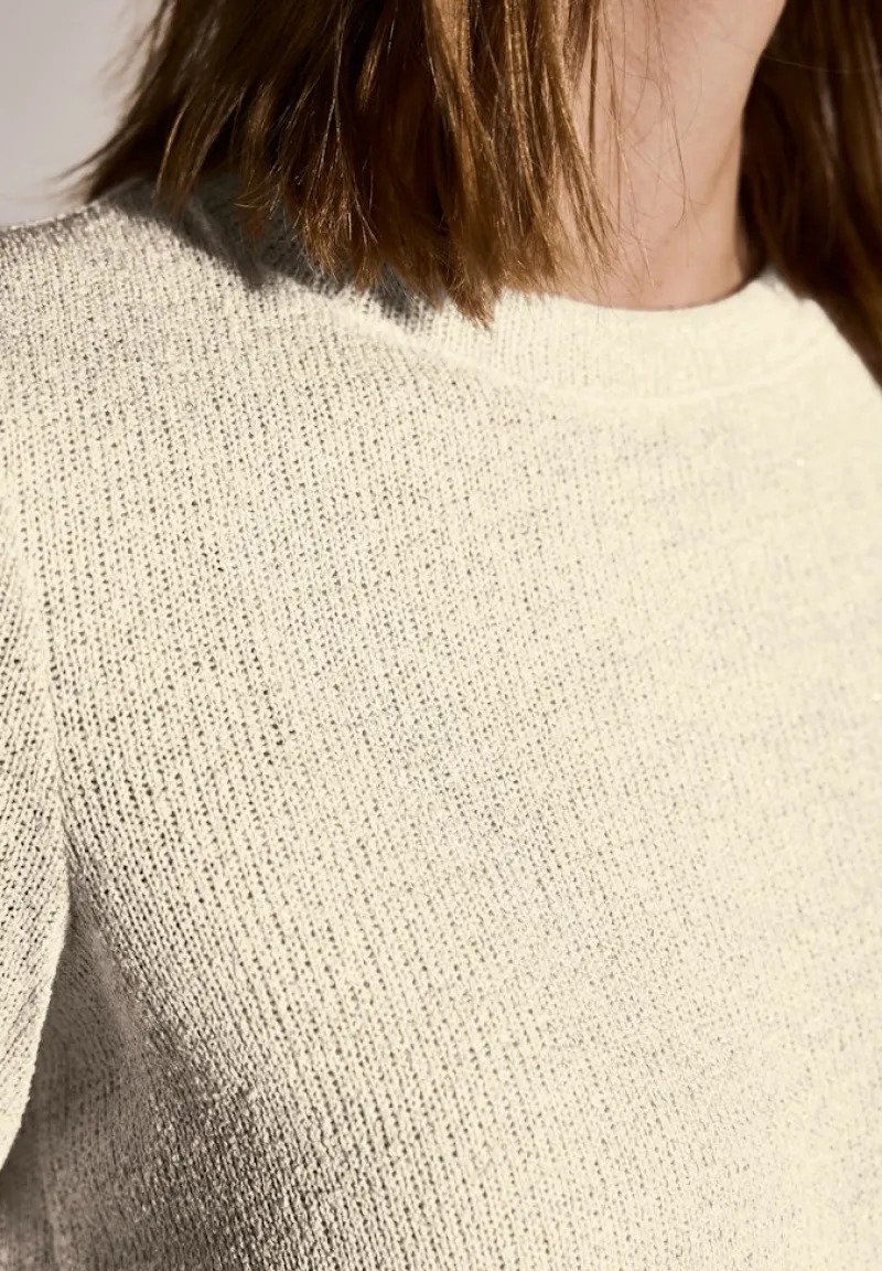 Cecil Shirts*Strick-Look Glitzer T-Shirt light beige