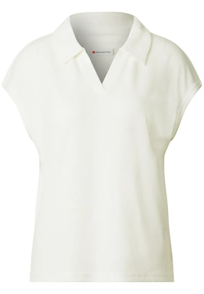 Street One Shirts*Strick-Look Poloshirt off white