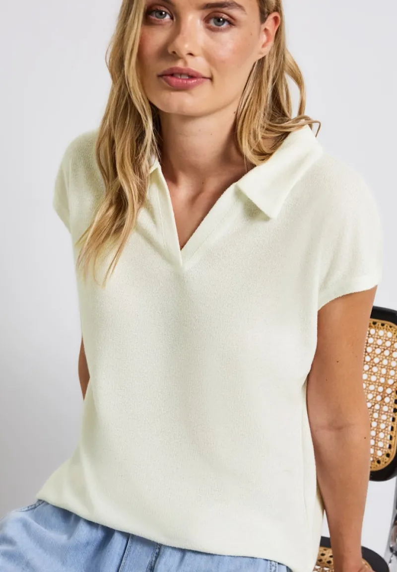 Street One Shirts*Strick-Look Poloshirt off white