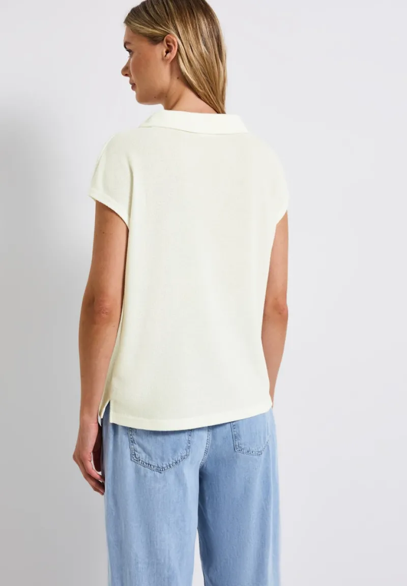 Street One Shirts*Strick-Look Poloshirt off white