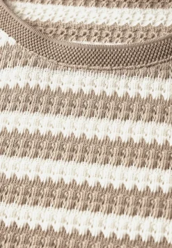 Street One Shirts*Strick-Look Streifenshirt safari beige