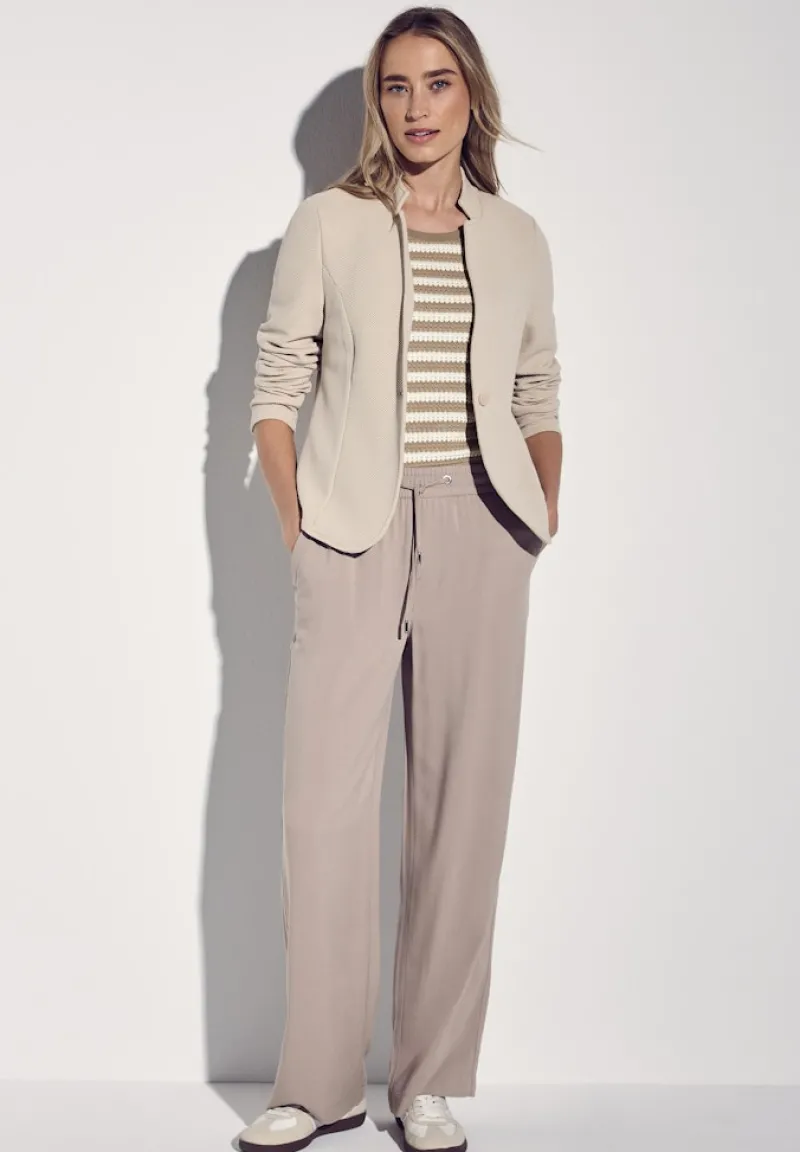 Street One Shirts*Strick-Look Streifenshirt safari beige